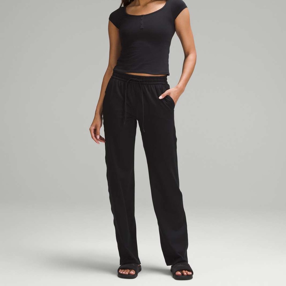 Lululemon Soft Jersey Straight-Leg Mid-Rise Pant Regular Black size 8